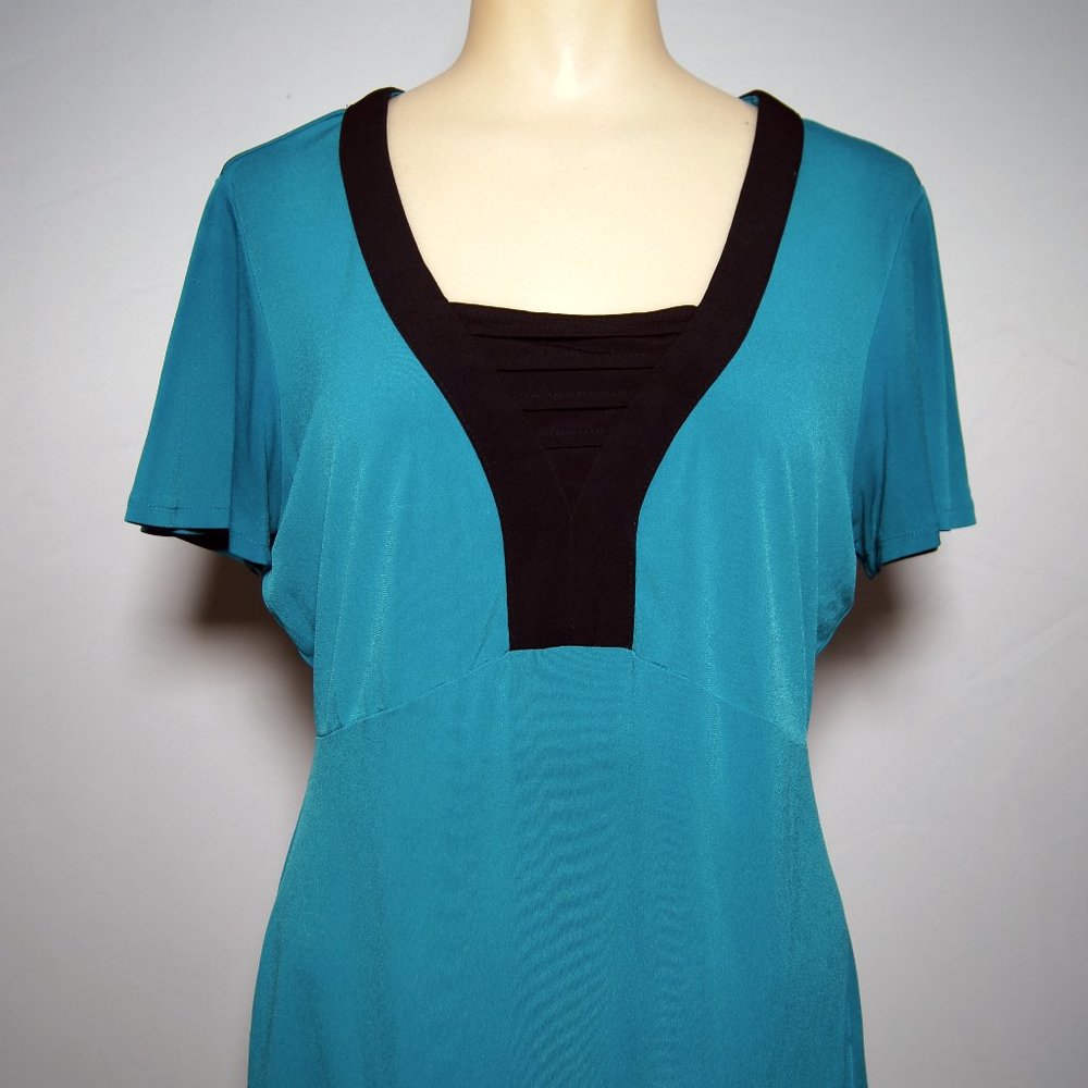 Teal and Black tunic top, Womens Medium, East 5th